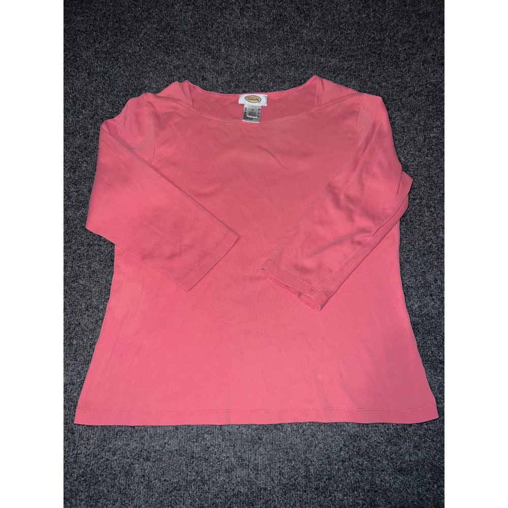 Talbots Pink 100 Cotton 3/4 Sleeve Boatneck Top Size M